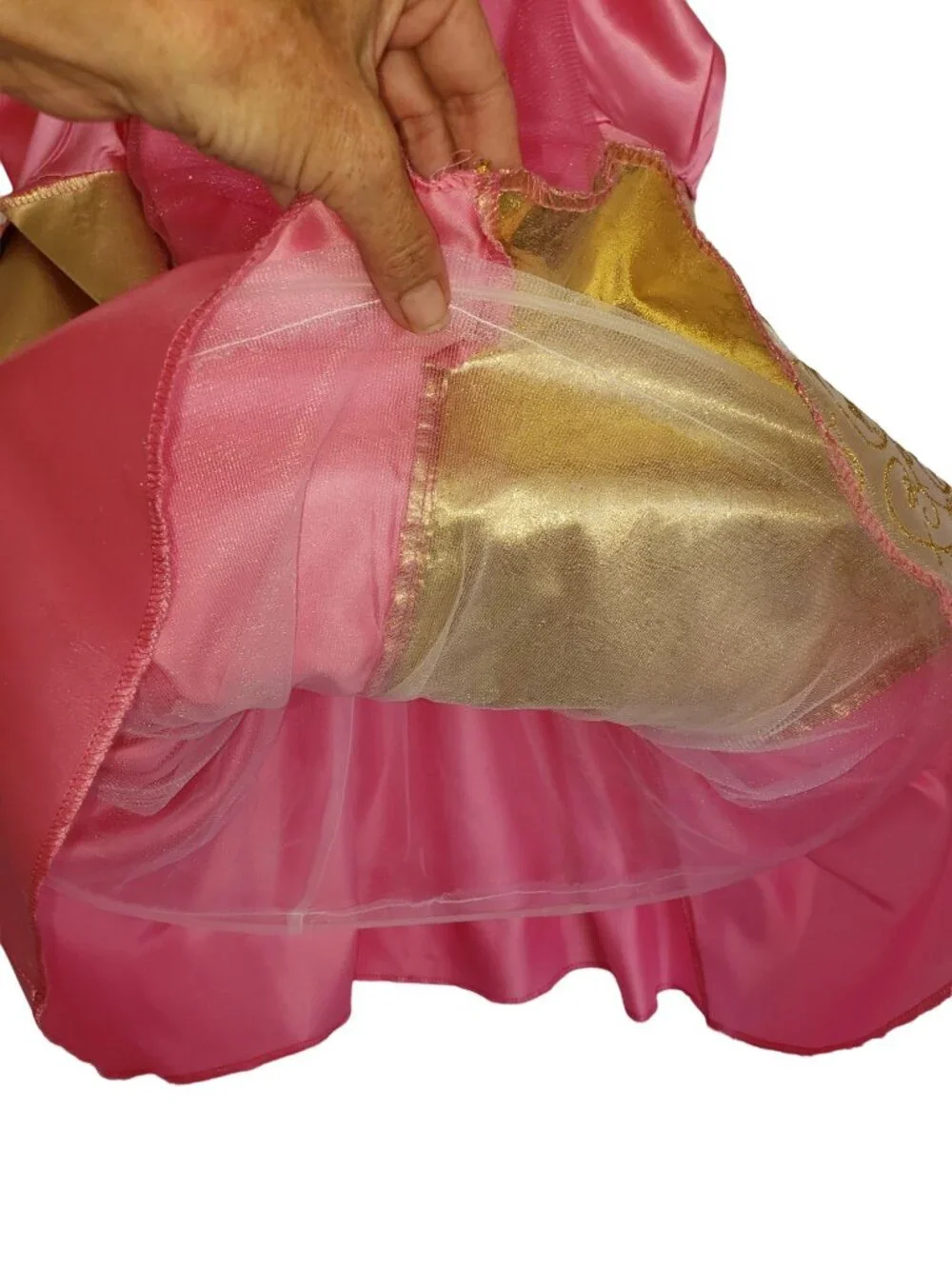 Disney Aurora Sleeping Beauty Costume S Pink Gold Satin Gloves Halloween Cosplay